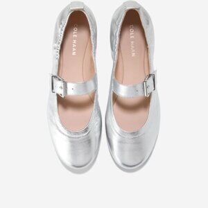 NIB Cole Haan Graclyn Mary Jane Ballet Flats – Silver Leather, Size on tag 9.5